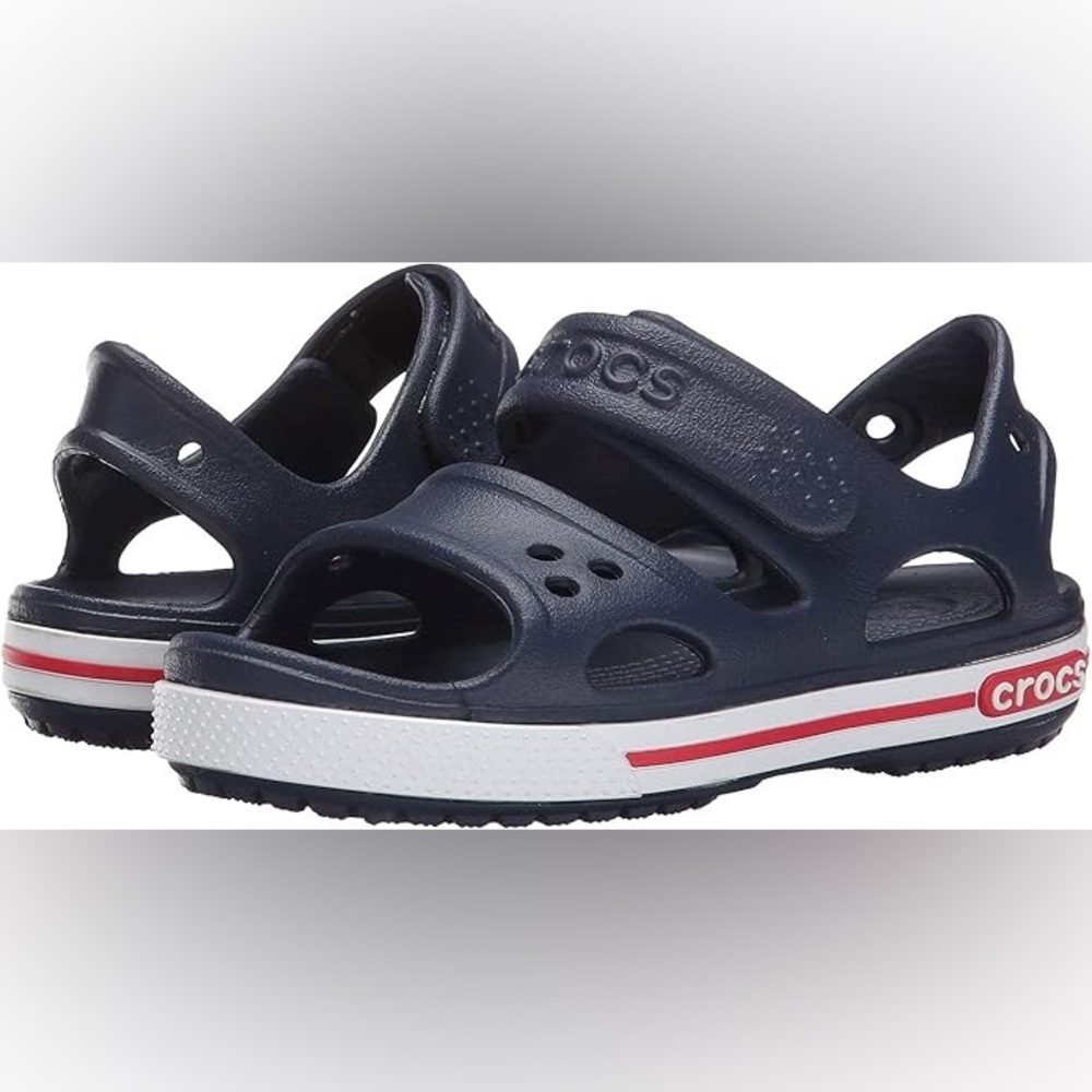 Crocs Crocband Navy Blue Open Toe Sandals Shoes Kids Youth size 1